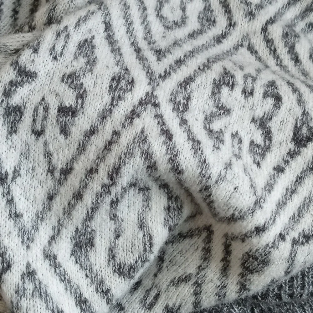 Abercrombie & Fitch Grey & Winter White Wool Nylon Open Long Sleeve Cardigan M/L - Picture 8 of 9